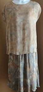 Conjunto Blusa Falda Cache Dorothy Schoelen Beige Gris Abstracto S M - Imagen 1 de 12