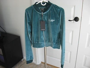 Woman / Teen new tag TRUE RELUIGION Green Velour Signature Logo jacket size L - Bild 1 von 6