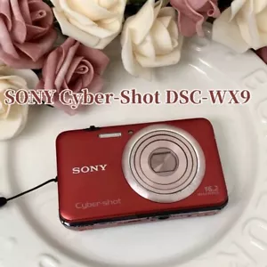RED SONY Cyber-Shot DSC-WX9 16.2MP 5X Optical Zoom Digital Camera 100% Working - Picture 1 of 2