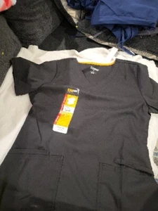 Women's Scrubstar Core Essentials Stretch V-Neck Scrub Top Black Small - Picture 1 of 6