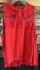 womens FREE PEOPLE red lace open back sleeveless shirt top sz S *B6