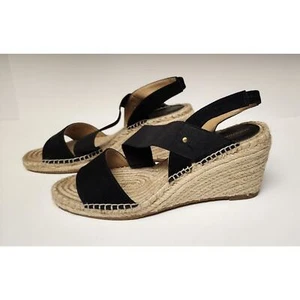 Adrienne Vittadini Women's Black AV-Crete Espadrille Wedge Sandal Size 10M - Picture 1 of 7