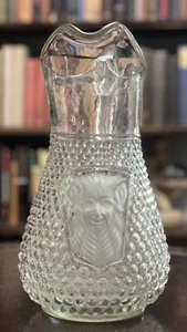 ANTIGUA JARRA DE VIDRIO BOHEMIO CHECO HOBNAIL DIABLO / SÁTIRO - VIDRIO GRABADO, 1880s - Imagen 1 de 8