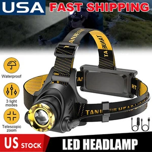 Linterna Frontal LED Super brillante Recargable USB Lampara de Cabeza Con Zoom - Picture 1 of 11