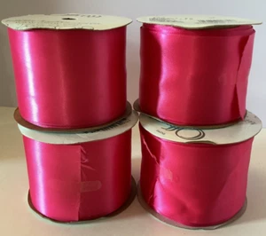 Offray Ribbon, Pink 2 1/4 inch Single Face Satin Polyester Ribbon - Picture 1 of 2
