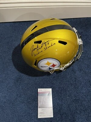 Jack Ham SIGNED Pittsburgh Steelers Flash F/S STAT HELMET JSA W 2INSCRIPTIONS - Image 1 of 3