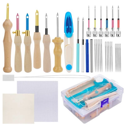 Kit de agujas perforadoras hágalo usted mismo 35 piezas pluma bordado tela punto de cruz herramienta costura artesanía Foto 1 de 4