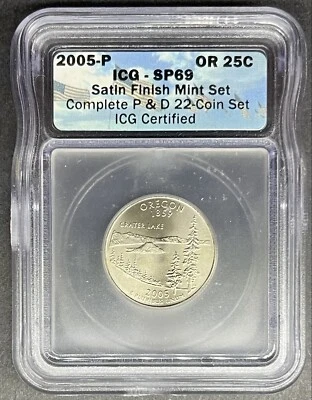 2005-P Satin Oregon Quarter ICG SP-69, Buy 3 Items, Get $5 Off! - Image 1 of 2