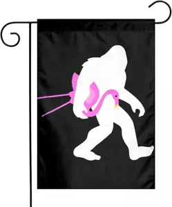 12 X 18 Inch Garden Flag Bigf-Oot Lawn Flamingo Double Sided Holiday Yard Decora - Picture 1 of 12