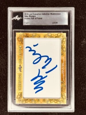 Mike Modano 2018 Leaf Masterpiece Cut Signature autographed 1/1 JSA Dallas Stars - Image 1 of 2