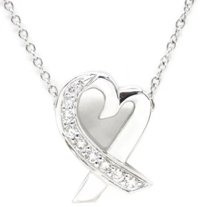Tiffany & Co Paloma Picasso 18K White Gold Diamond Loving Heart Pendant Necklace - Picture 1 of 10