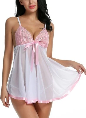 Sexy Lingerie Women's Lace Babydoll Sleepwear Chemise Underwear Outfit Plus Size - Image 1 of 4