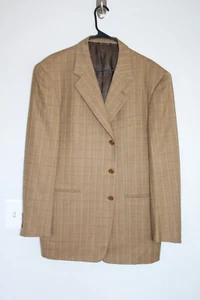 BROWN HERRINGBONE MARCO AZZALLI 100% WOOL SPORT COAT sz 44R suit jacket ITALY - Picture 1 of 5