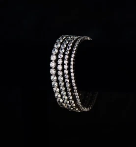 Pulsera de tenis de plata esterlina AAA redonda brillante gemas de circonio cúbico brillante brillante - Imagen 1 de 12