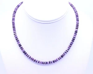 Collar de piedras preciosas rondel con cuentas púrpura wampum quahog grado 6 mm - Imagen 1 de 6