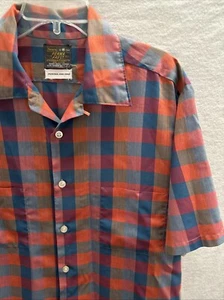 RARE Vtg 60s Sears Perma Prest Plaid Collar Loop Shirt Short Sleeve~15-15.5 Med - Picture 1 of 7