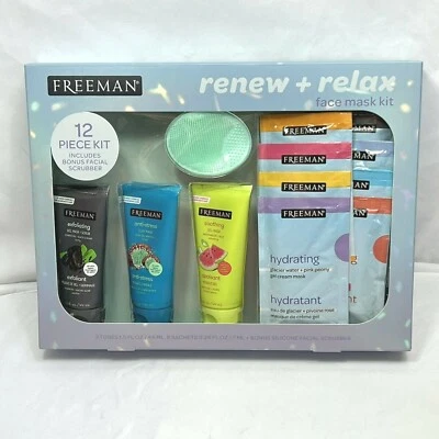 Renew + Relax 面膜套装 Peal Off Gel Mask12 件套含奖励面部洗涤器 — 第 1/4 张图片