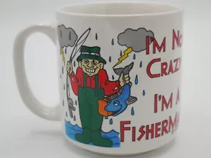 I'm Not Crazy I'm A Fisherman! Coffee Mug Cup Fisherman Lightening Rain - Picture 1 of 6