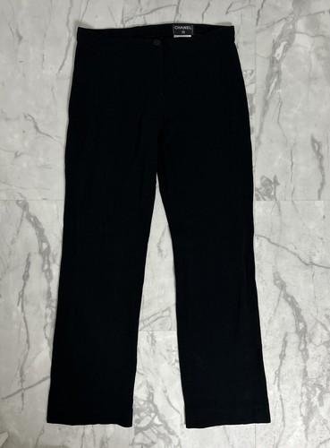 Pantalone Chanel 100% seta nero gamba dritta taglia IT 38