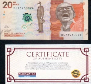 Kolumbien - 20000 Pesos 2020 BANKNOTE UNCIRC COA GELD WÄHRUNG KM-461 - Bild 1 von 2