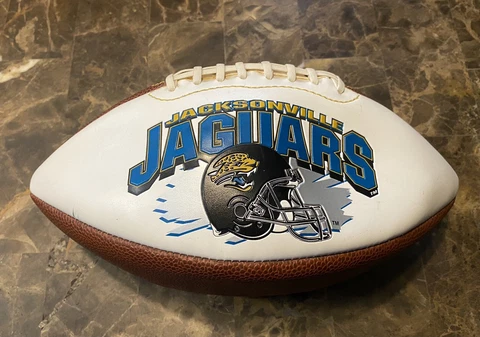 Jacksonville Jaguars Logo NFL Football Throwing Ball Autograph Ready White Panel Cover