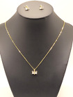 Necklace and Earing Set 14k gold plated over 925 Sterling Silver