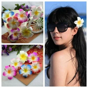 2 pz clip per capelli hawaiana frangipani plumeria testa schiuma fiore festa spiaggia - Foto 1 di 46