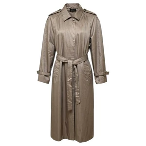 Vintage taupe beige Trenchcoat 14 hellbraun khaki Crinkle volle Länge Regenmantel Jacke - Bild 1 von 17