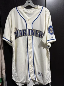 Authentic Majestic Flex Base Seattle Mariners Alternate Ivory Jersey 48 w/Patch - Picture 1 of 10