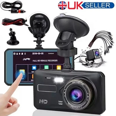 4" Dash Cam Pro Car Camera Recorder Dual Front and Rear HD 1080P Night Vision UK - Image 1 of 4