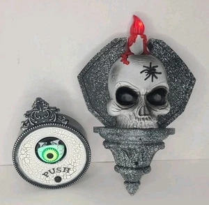 Halloween Animated Gemmy Eyeball Doorbell & Unbranded Skull Light Up Scary Sound - Picture 1 of 8