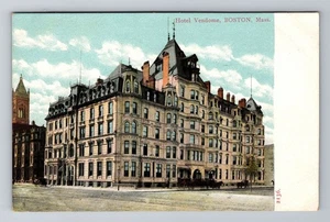 Boston, MA-Massachusetts, Hotel Vendome caballos y carruajes, postal vintage - Imagen 1 de 2
