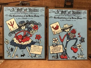 Vintage 60er Jahre Bill of Rights Verfassung Patriotische Kinder Wandbild - Bild 1 von 7