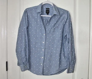 Camisa Para Mujer GAP M Perfecta Cambray Bordada Lunares Botón Cuello Frontal - Imagen 1 de 10