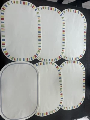 6 Corelle Memphis Reversible Placemats Plastic Vinyl 2 Sided Blue Cafe - Image 1 of 4