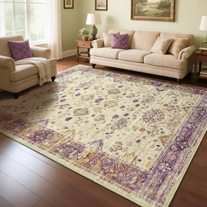 Alfombra de área para sala de estar, alfombras lavables de 6x9 pies para dormitorio, antideslizante floral ca... - Imagen 1 de 9