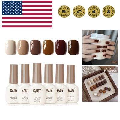 Обнаженная коричневый гель лак для ногтей набор, 6 цветов бежевый шоколад карамель, УФ лечение гель... - Изображение 1 из 4
