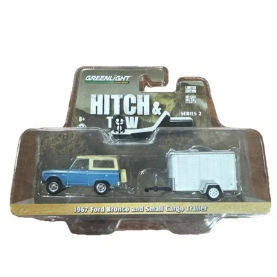 Greenlight Hitch&tow-1967 Ford Bronco & small Cargo Trailer- Series 2- 1:64 *NIP - Image 1 of 4