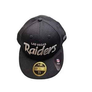 Cappello Berretto New Era 59FIFTY Las Vegas Raiders Nero Scritta 7 5/8 NFL Oakland - Foto 1 di 5