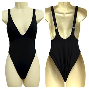 Good American One Piece Swimsuit Womens XS (0) Black High Cut Adjustable GSW0294 - Picture 1 of 10