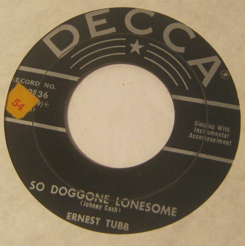 So Doggone Lonesome ERNEST TUBB 45 Phonograph Record!! - Image 1 of 1