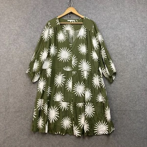 Label of Love Dress Womens 16 Green V-Neck Long Sleeve Rayon Pockets 49209 - Picture 1 of 11