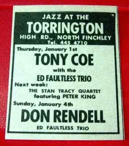 Tony Coe/Don Rendell/Stan Tracey Gig Vintage ORIG 1970 Press/Mag ADVERT 2"x 1.5" - Imagen 1 de 3