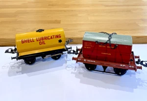 ZB190:  HORNBY O GAUGE E35968 CONTAINER WAGON & SHELL TANK WAGON - Picture 1 of 12