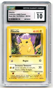 CGC 10 GEM MINT French Pikachu Base Set 1st Edition 1999 Pokemon WOTC 58/102 091 - Picture 1 of 2