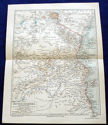 DEUTSCH-OSTAFRIKA Karte Um 1894 Tansania Burundi Ruanda DOA Sansibar  • 13.50€
