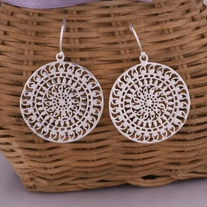 Orecchini in argento sterling 925 con gancio in filigrana orecchino tondo con gancio in argento - Foto 1 di 8