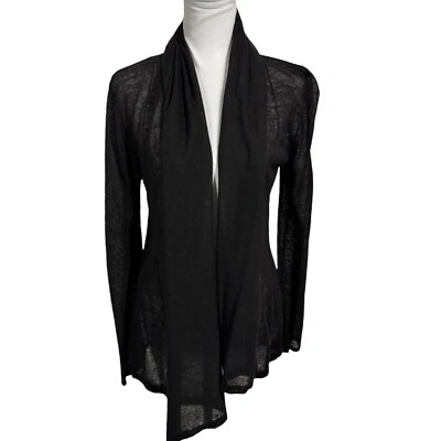 Cárdigan Suéter 525 America Cuello Chal Abierto Talla M Negro Mezcla de Lino Tejido Abierto Foto 1 de 4