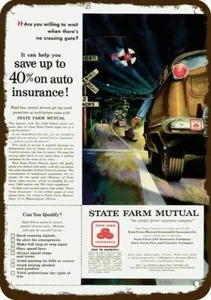 1954 STATE FARM AUTO INSURANCE Vintage-Look DECORATIVE REPLICA METAL SIGN - Picture 1 of 1