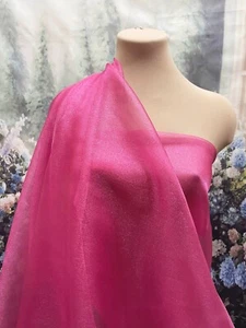 SPARKLE ORGANZA FABRIC WATERMELON PINK BY THE YARD .PAGEANT..GOWNS..DECOR.. - Picture 1 of 9